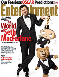 Seth MacFarlane calentando para los Oscar del próximo domingo