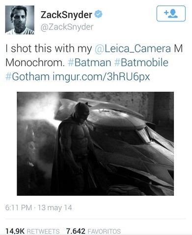 Zack Snyder publicó la primera foto de Ben Affleck como Batman