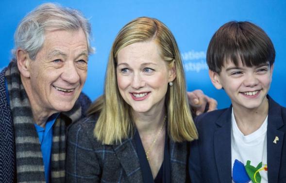 Cast members McKellen, Linney and Parker pose during a photocall to promote the movie "Mr. Holmes" in the Panorama section at the 65th Berlinale International Film Festival in Berlin