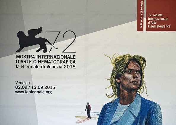 A picture shows the official poster of the upcoming 72nd Venice International Film Festival during a press conference in Rome on July 29, 2015. AFP PHOTO / TIZIANA FABI == RESTRICTED TO EDITORIAL USE == (Photo credit should read TIZIANA FABI/AFP/Getty Images)
