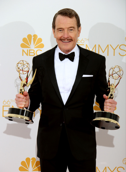 LOS ANGELES, CA - AUGUST 25: Bryan Cranston, winner of the Outstanding Drama Series Award and Outstanding Lead Actor in a Drama Series for 'Breaking Bad' poses at Nokia Theatre L.A. Live on August 25, 2014 in Los Angeles, California. (Photo by Dan MacMedan/WireImage)