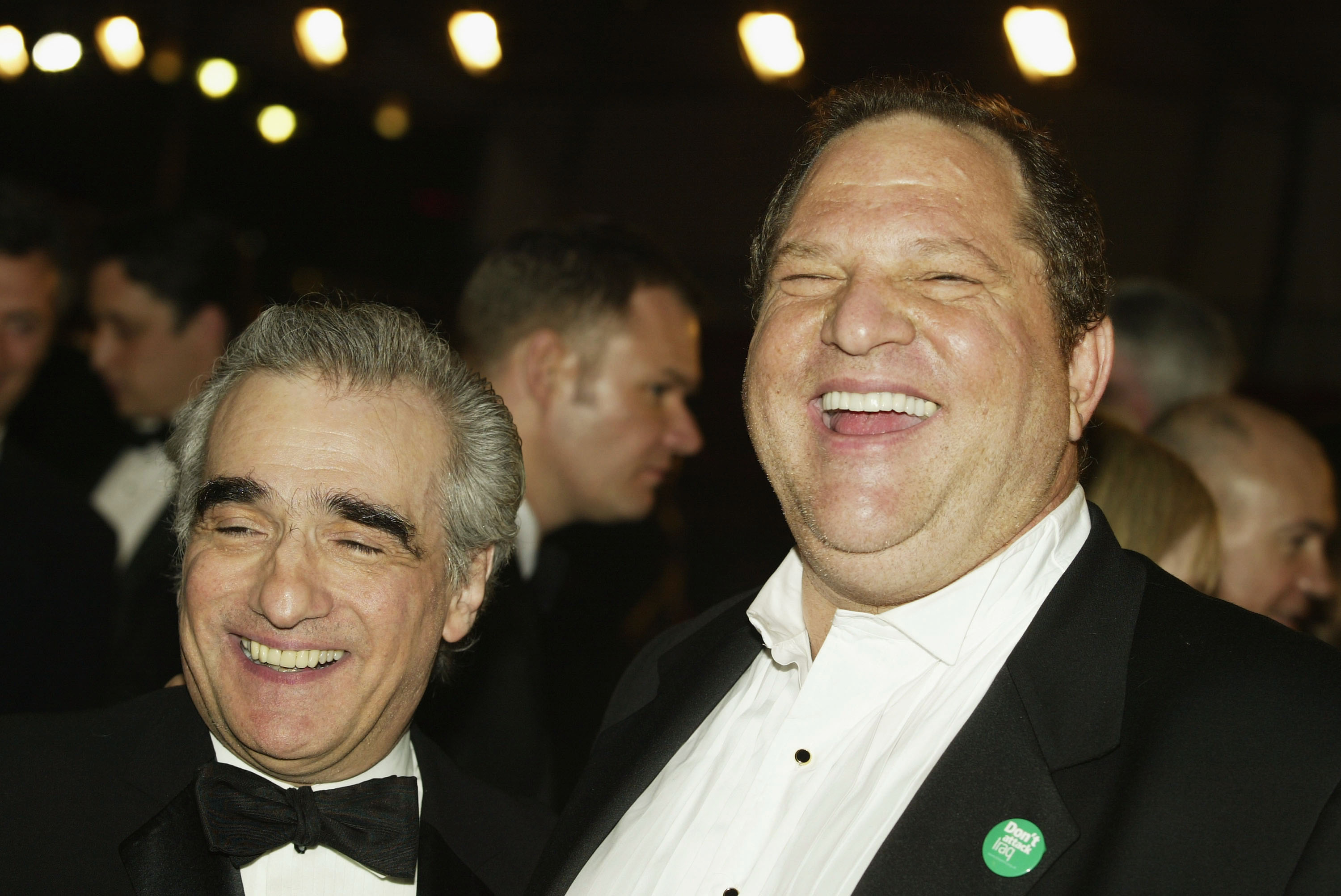 LONDON - FEBRUARY 23: Director Martin Scorsese and Harvey Weinstein leave the 49th Orange British Academy Film Awards at the Odeon, Leicester Square on February 23, 2003 in London. (Photo By Scott Barbour/Getty Images)