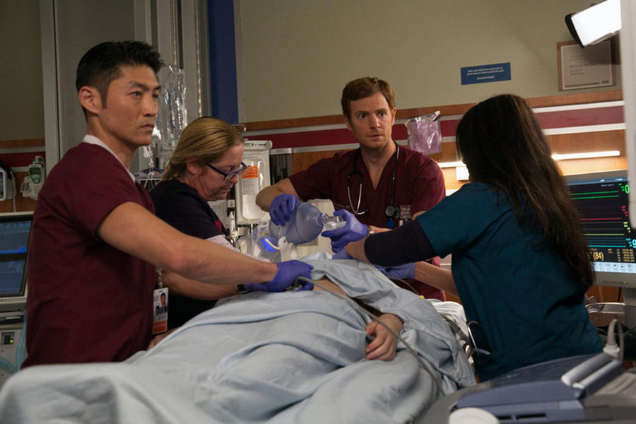 CHICAGO MED -- "Derailed" Episode 101 -- Pictured: (l-r) Brian Tee as Dr. Ethan Choi, Nick Gehlfuss as Dr. Will Halstead -- (Photo by: Elizabeth Sisson/NBC)