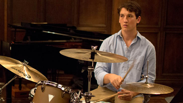 This image released by Sony Pictures Classics shows J.K. Simmons , left, and Miles Teller in a scene from "Whiplash." (AP Photo/Sony Pictures Classics, Daniel McFadden)