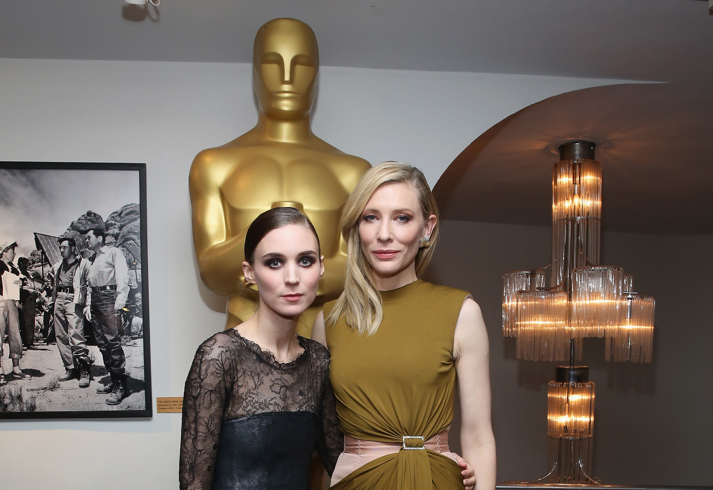 NEW YORK, NY - NOVEMBER 16: Rooney Mara (L) and Cate Blanchett attends The Academy Of Motion Picture Arts And Sciences Hosts An Official Academy Screening Of CAROL on November 16, 2015 in New York City. (Photo by Robin Marchant/Getty Images for Academy of Motion Picture Arts and Sciences)