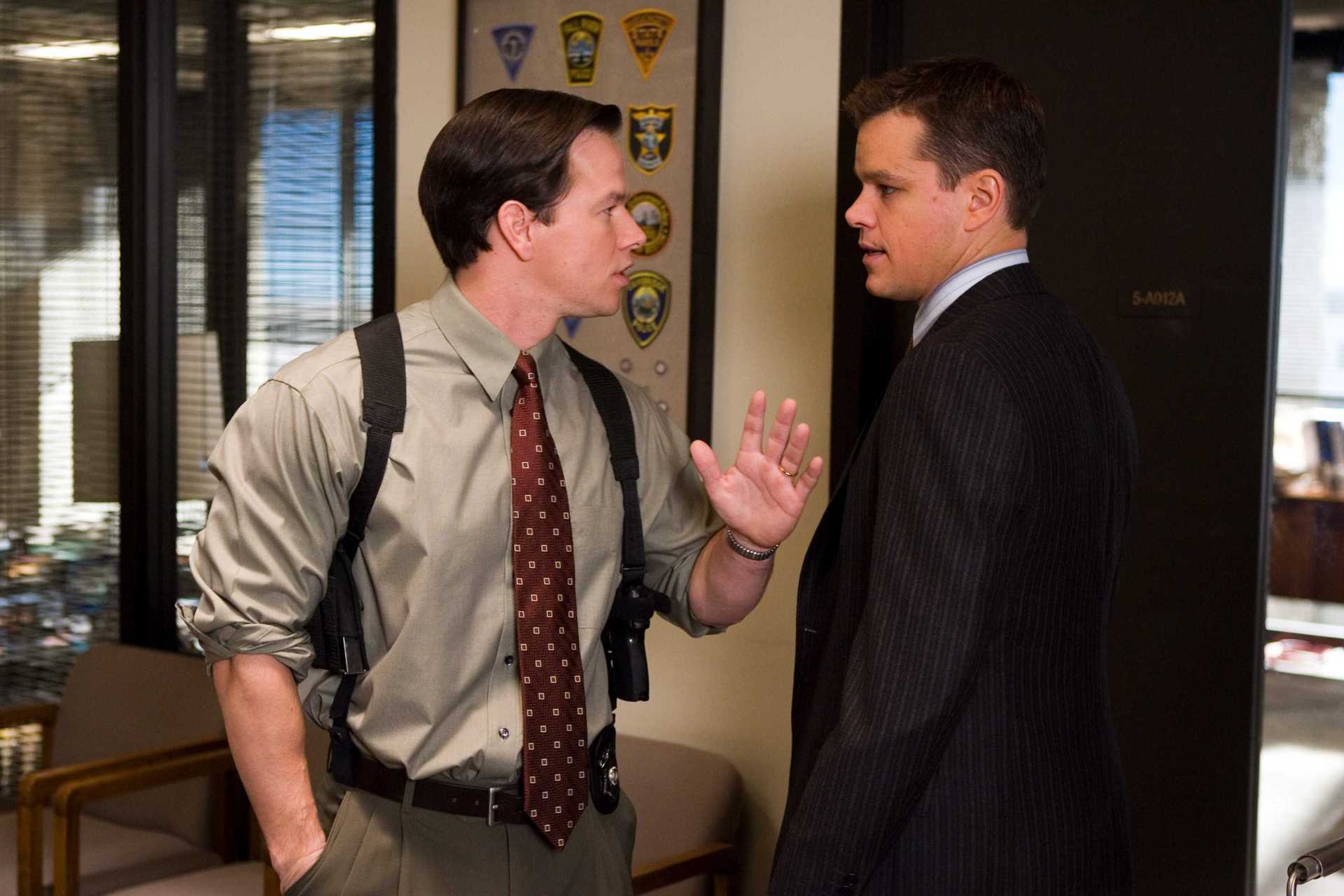 Sergeant Dignam (MARK WAHLBERG) has a heated exchange with Colin Sullivan (MATT DAMON) over the identity of the mob infiltrator in Warner Bros. Pictures crime drama The Departed.  PHOTOGRAPHS TO BE USED SOLELY FOR ADVERTISING, PROMOTION, PUBLICITY OR REVIEWS OF THIS SPECIFIC MOTION PICTURE AND TO REMAIN THE PROPERTY OF THE STUDIO. NOT FOR SALE OR REDISTRIBUTION.