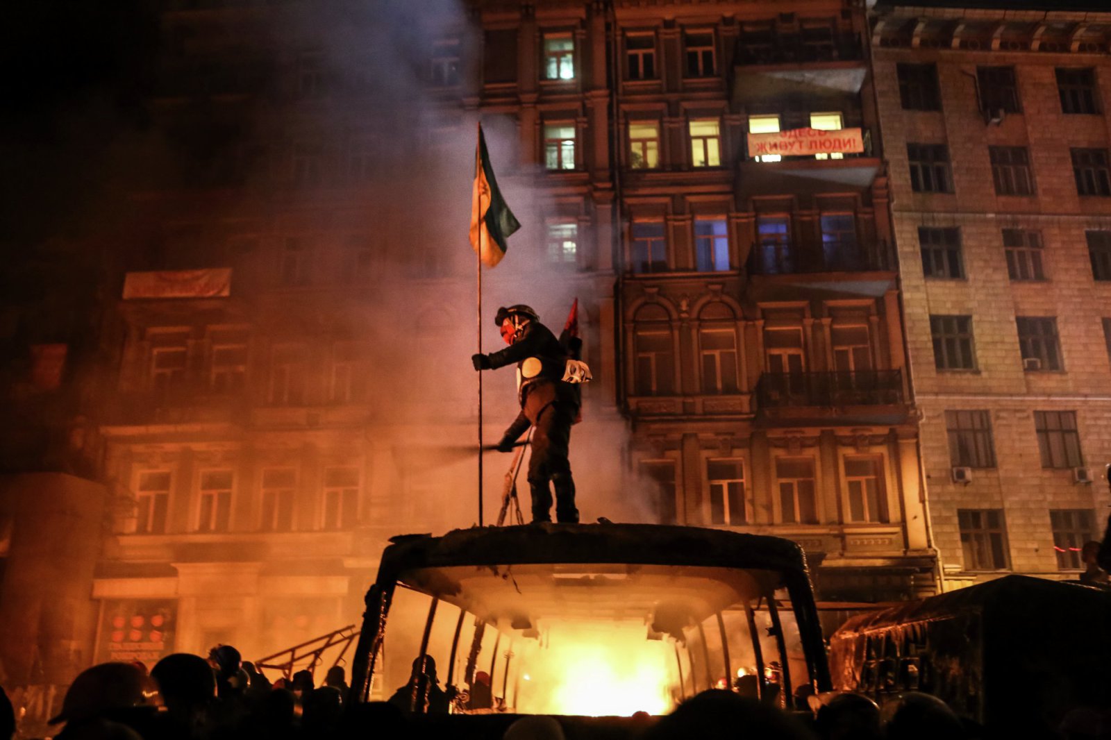 Anti-government protests in Kiev January 25, 2014. After two months of primarily peaceful anti-government protests in the city center, new laws meant to end the protest movement have sparked violent clashes in recent days. Deadly violence erupted on both sides.