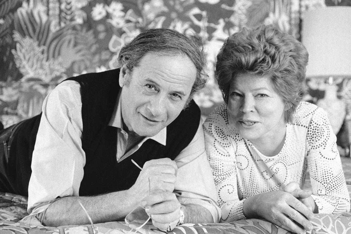 FILE - In this April 27, 1972 file photo actors Eli Wallach, left, and Anne Jackson pose in New York. Jackson, a Tony Award-nominated theater actress who often appeared onstage with Wallach, died of natural causes at her home in Manhattan, Tuesday, April 12, 2016. She was 90. (AP Photo/Jerry Mosey, File)