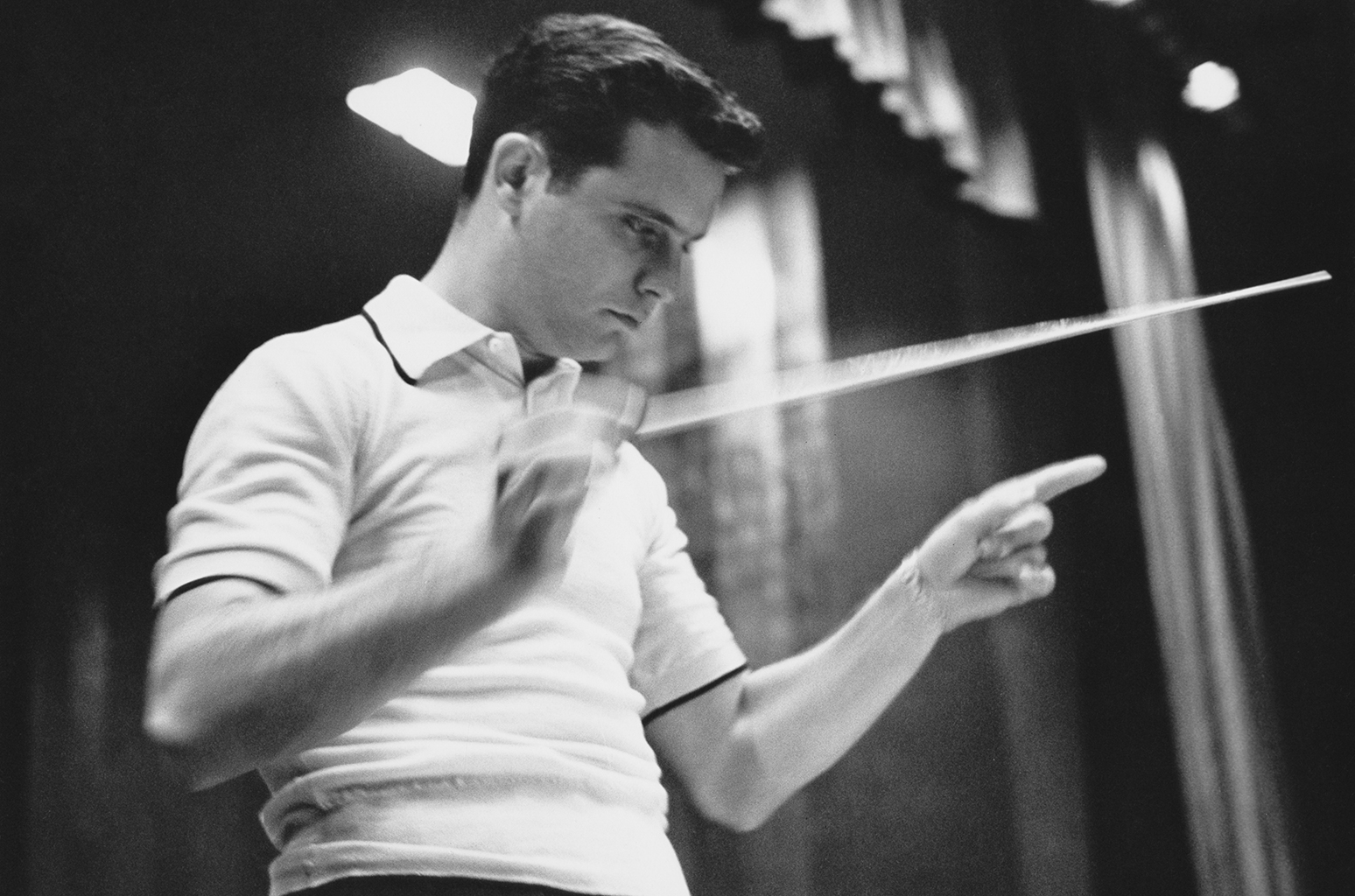 American musical arranger and composer Buddy Bregman conducts a piece of music for Era Records, circa 1960. (Photo by Pictorial Parade/Archive Photos/Getty Images)