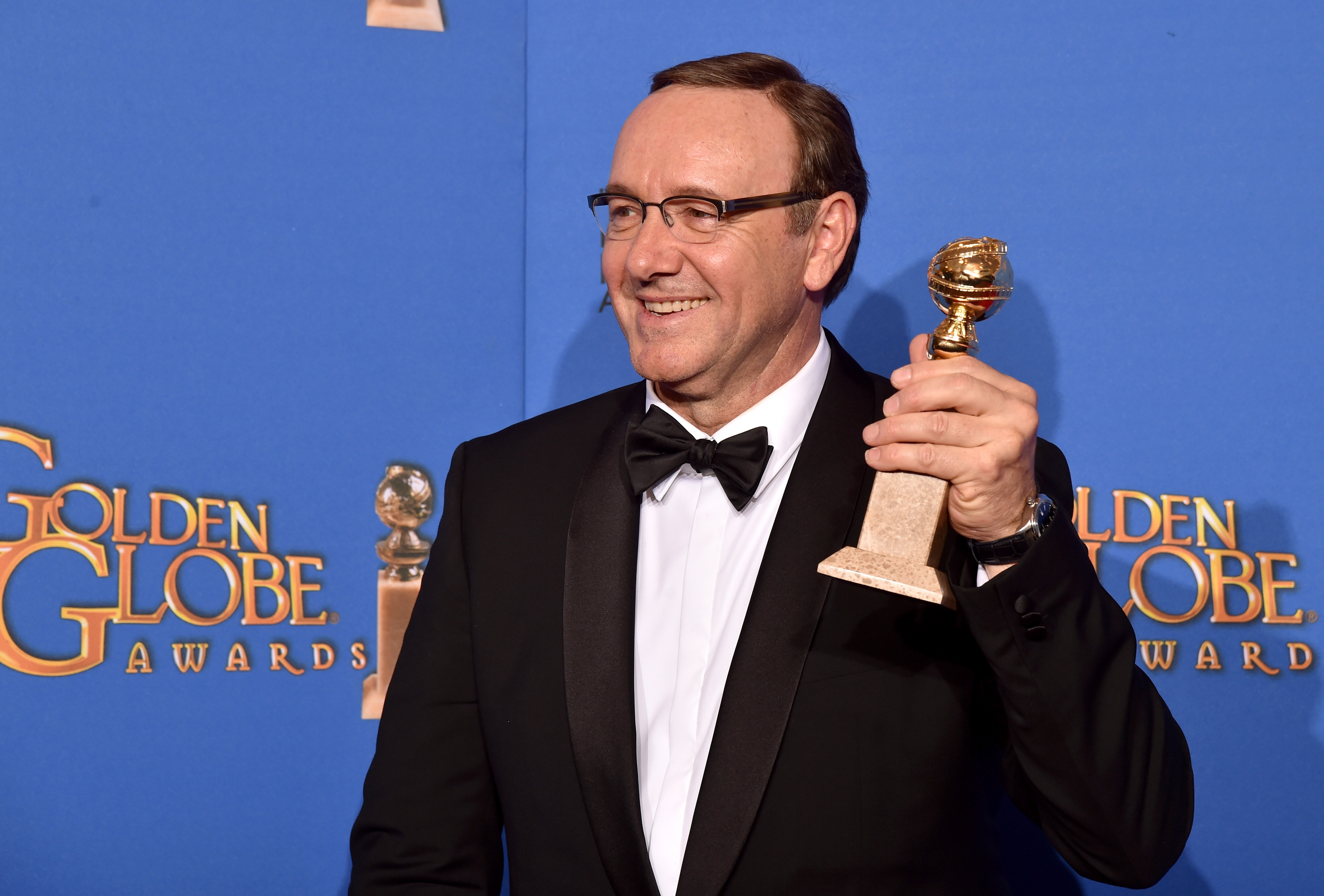 BEVERLY HILLS, CA - JANUARY 11: Actor Kevin Spacey, winner of Best Actor in a Television Series - Drama for 'House of Cards,' poses in the press room during the 72nd Annual Golden Globe Awards at The Beverly Hilton Hotel on January 11, 2015 in Beverly Hills, California. (Photo by Kevin Winter/Getty Images)